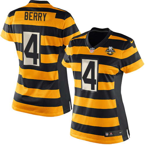 Women's Limited Jordan Berry 80th Anniversary Nike Jersey Gold/Black Alternate - #4 Throwback NFL Pittsburgh Steelers